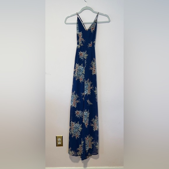 Shea Navy Blue Floral Print Jumpsuit! - Picture 3 of 12